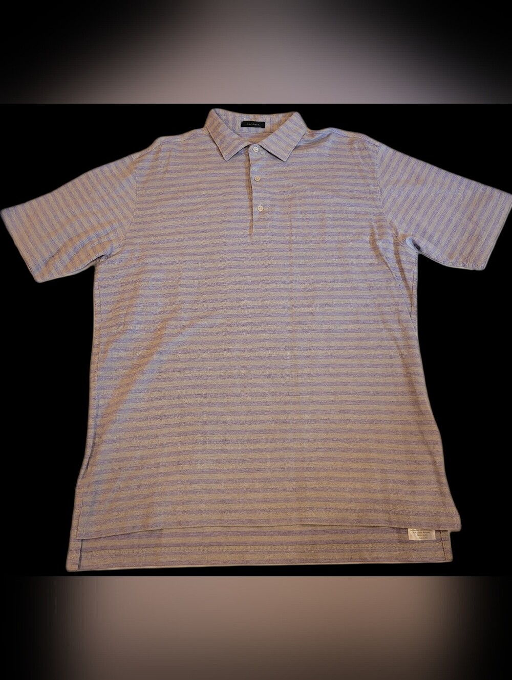 Turtleson Mens Short Sleeve Polo Lavender/Gray Stripes XL